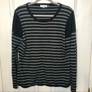 CALVIN Klein Striped Grey & Black Pullover Sweater large